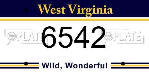 6542 West Virginia License Plate