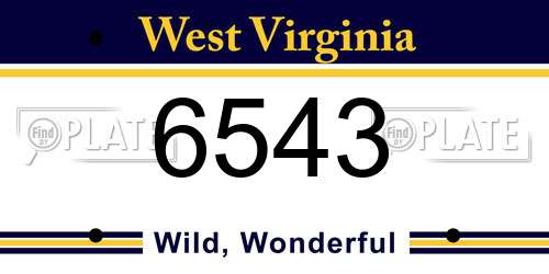 6543 West Virginia License Plate