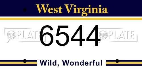 6544 West Virginia License Plate