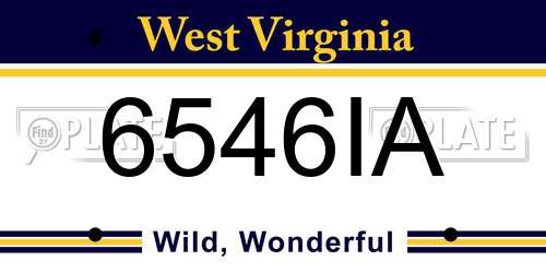 6546IA West Virginia License Plate