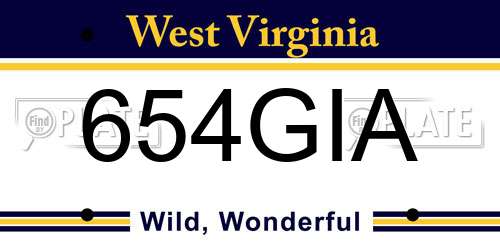 654GIA West Virginia License Plate