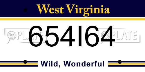 654I64 West Virginia License Plate