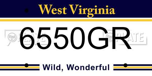6550GR West Virginia License Plate