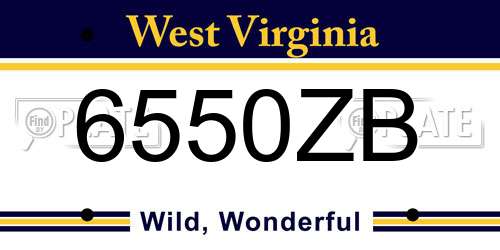6550ZB West Virginia License Plate