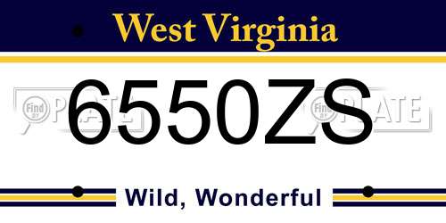 6550ZS West Virginia License Plate