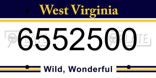 6552500 West Virginia License Plate