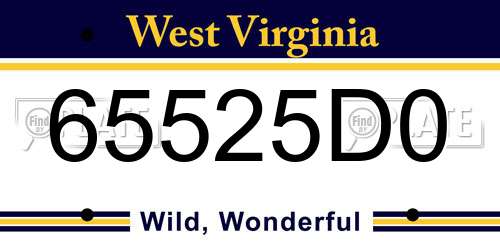 65525D0 West Virginia License Plate
