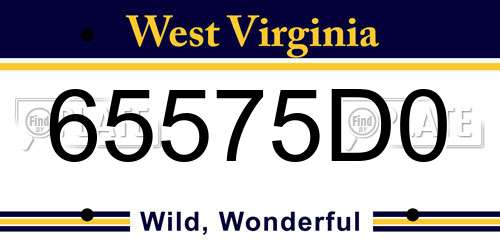 65575D0 West Virginia License Plate
