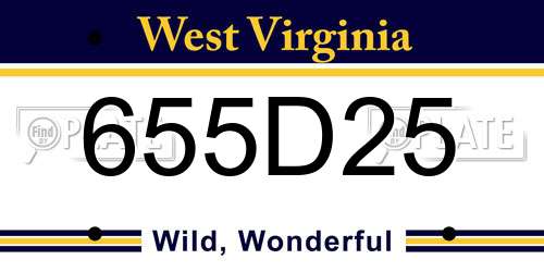 655D25 West Virginia License Plate