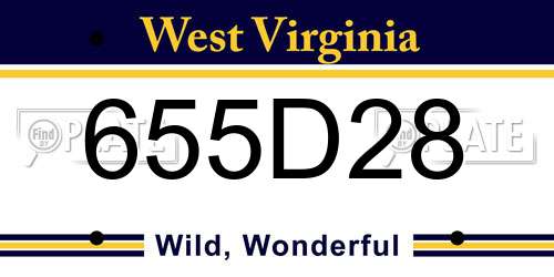 655D28 West Virginia License Plate