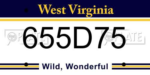 655D75 West Virginia License Plate