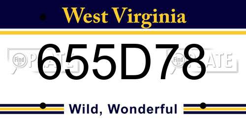 655D78 West Virginia License Plate