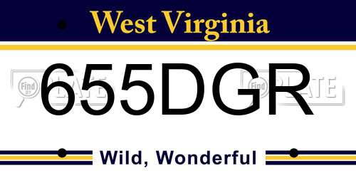 655DGR West Virginia License Plate