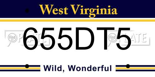 655DT5 West Virginia License Plate