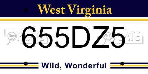 655DZ5 West Virginia License Plate