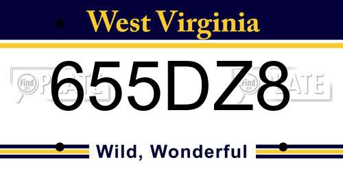 655DZ8 West Virginia License Plate