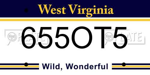 655OT5 West Virginia License Plate