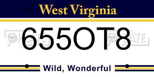 655OT8 West Virginia License Plate
