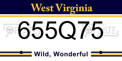 655Q75 West Virginia License Plate