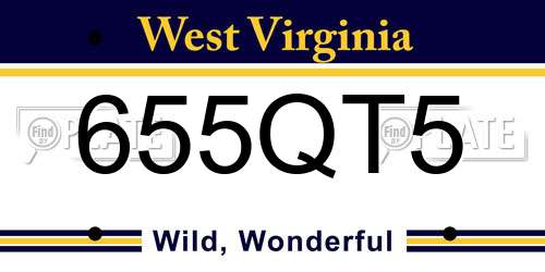 655QT5 West Virginia License Plate