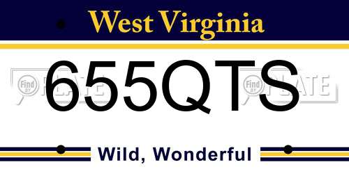 655QTS West Virginia License Plate
