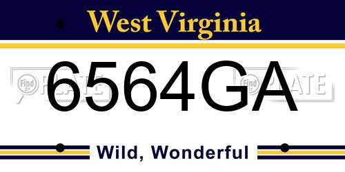 6564GA West Virginia License Plate
