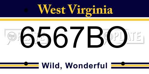 6567BO West Virginia License Plate
