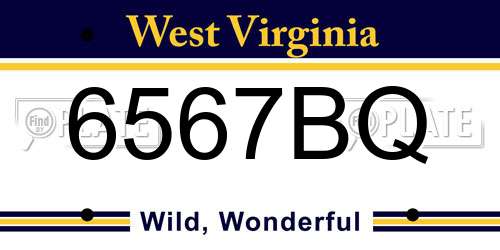 6567BQ West Virginia License Plate