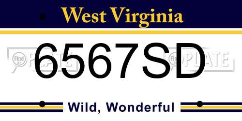 6567SD West Virginia License Plate