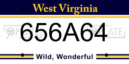 656A64 West Virginia License Plate