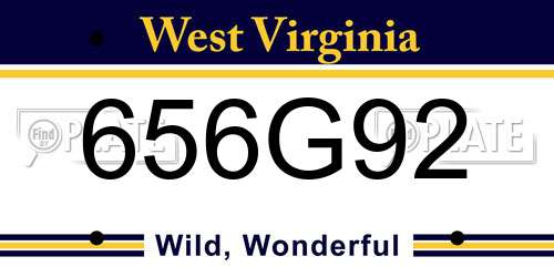656G92 West Virginia License Plate