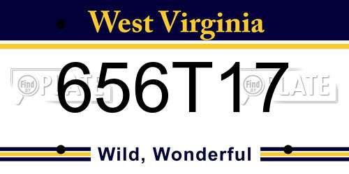 656T17 West Virginia License Plate