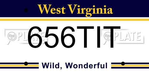 656TIT West Virginia License Plate