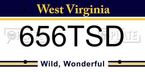 656TSD West Virginia License Plate