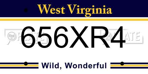 656XR4 West Virginia License Plate