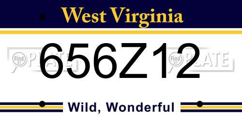 656Z12 West Virginia License Plate