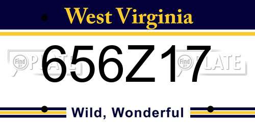 656Z17 West Virginia License Plate