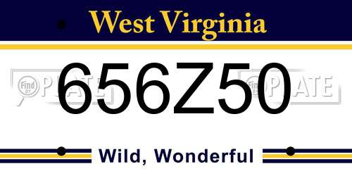 656Z50 West Virginia License Plate