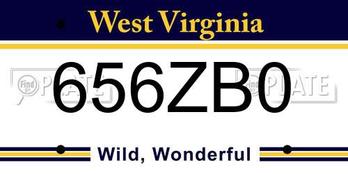 656ZB0 West Virginia License Plate