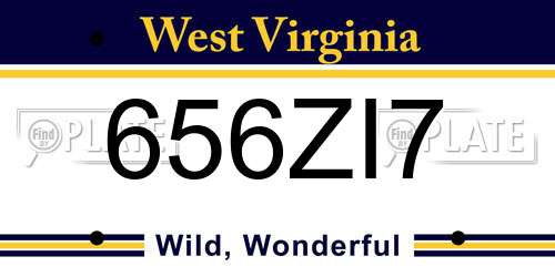 656ZI7 West Virginia License Plate