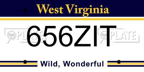 656ZIT West Virginia License Plate