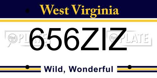 656ZIZ West Virginia License Plate