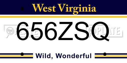 656ZSQ West Virginia License Plate