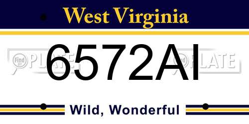 6572AI West Virginia License Plate
