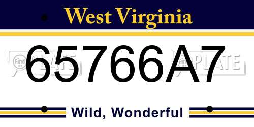 65766A7 West Virginia License Plate