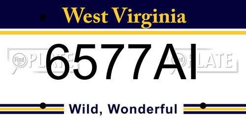 6577AI West Virginia License Plate