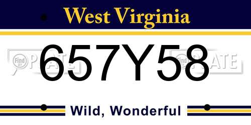 657Y58 West Virginia License Plate
