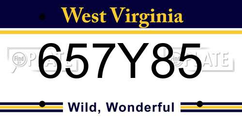 657Y85 West Virginia License Plate