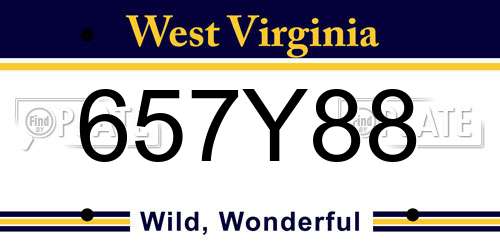 657Y88 West Virginia License Plate