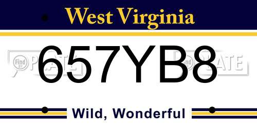 657YB8 West Virginia License Plate
